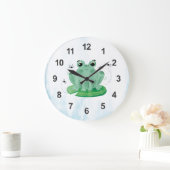 Cute aquarelle Frog Grande horloge (Maison)