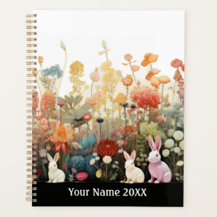 Cute aquarelle lapins et planificateur Fleur sauva