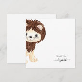 Cute aquarelle Lion Baby shower blanc Merci (Devant / Derrière)