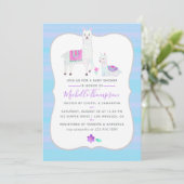 Cute Aquarelle Llama thème Baby shower Invitation (Debout devant)