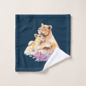 Cute Aquarelle Mère Lion & Motif Cub (Gant de toilette)