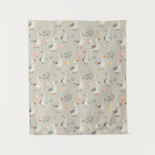 Cute aquarelle Tapisserie d'oies / fond (Devant)