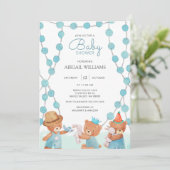 Cute Aquarelle Teddy Bear Baby shower Invitation (Debout devant)
