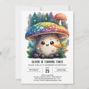Cute Aquarelle Toadstool Anniversaire Invitation