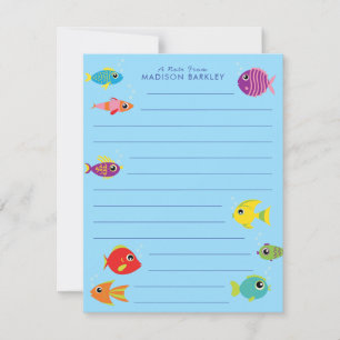 Cute Aquarium Fish Kind Flat Briefpapier Cards Bedankkaart