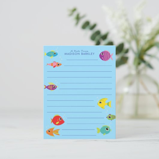 Cute Aquarium Poisson Plat Cartes stationnaires po (Debout devant)
