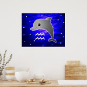 Cute Aquarius Zodiac Poster (Keuken)