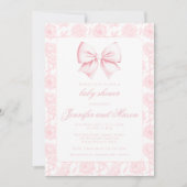 Cute arc rose floral bébé fille douche invitation (Devant)