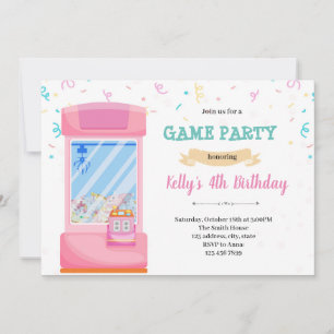 Cute arcade party Invitation Kaart