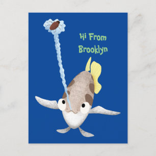 Cute Archerfish cartoon illustration Briefkaart