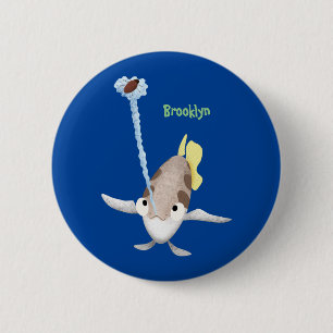 Cute Archerfish cartoon illustration Ronde Button 5,7 Cm