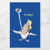 Cute Archerfish cartoon illustration Voedselcontainer Etiket (Enkel label)