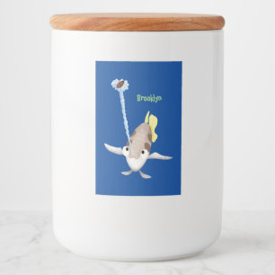 Cute Archerfish cartoon illustration Voedselcontainer Etiket