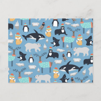 Cute Arcmals Animals Naadloos Patroon Briefkaart