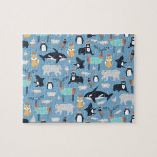 Cute Arcmals Animals Naadloos Patroon Legpuzzel