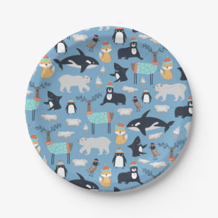 Cute Arcmals Animals Naadloos Patroon Papieren Bordje