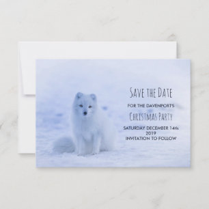Cute Arctic Fox op Sneeuwfeest Save The Date