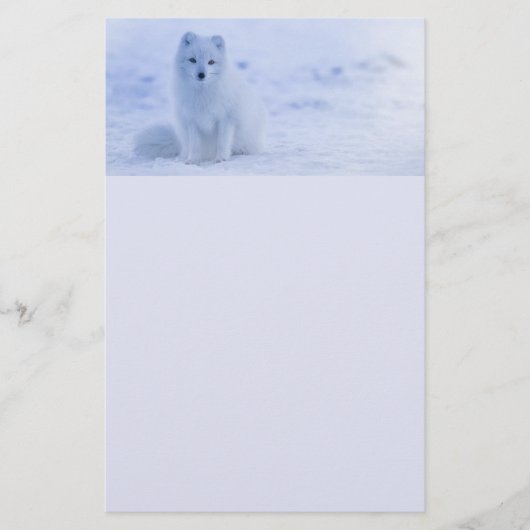 Cute Arctic Fox op Snowy Winter Background Briefpapier (Voorkant)