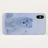 Cute Arctic Fox op Snowy Winter Background Case-Mate iPhone Case (Achterkant (horizontaal))