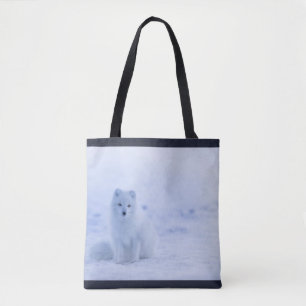 Cute Arctic Fox op Snowy Winter Background Draagtas
