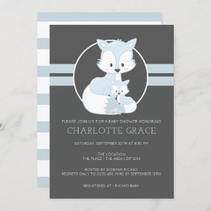 Cute Arctic Fox Personalized Baby shower Kaart
