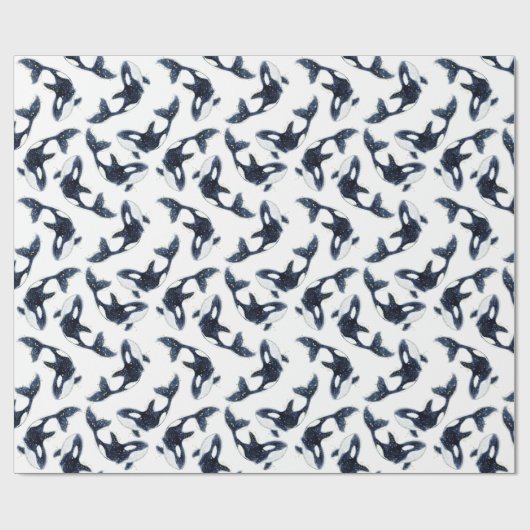 Cute Arctic Orca Pattern White Cadeaupapier (Vlak)