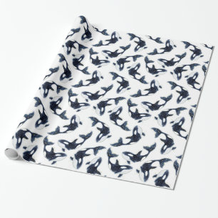 Cute Arctic Orca Pattern White Cadeaupapier