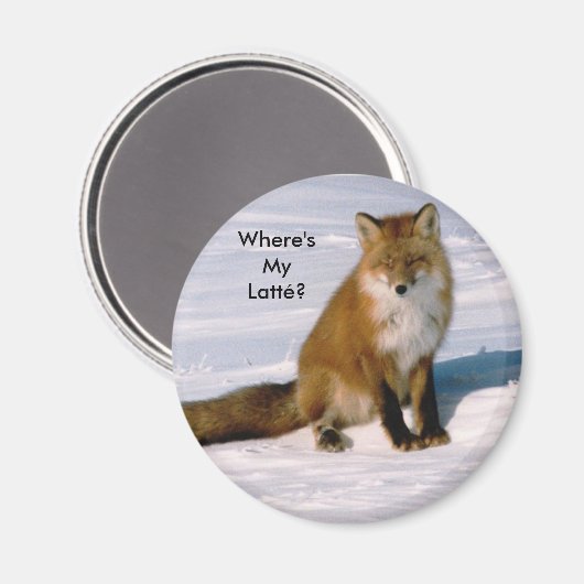 Cute Arctic Red Fox Latte Frigo Magnet (Recto/Verso)