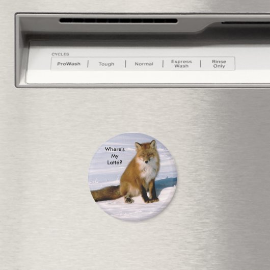 Cute Arctic Red Fox Latte Frigo Magnet (In Situ (Lave-vaisselle))