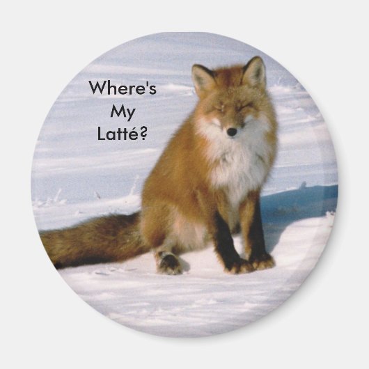 Cute Arctic Red Fox Latte Frigo Magnet (Devant)