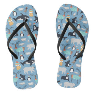 Cute Arctische Dieren Naadloos Patroon Teenslippers