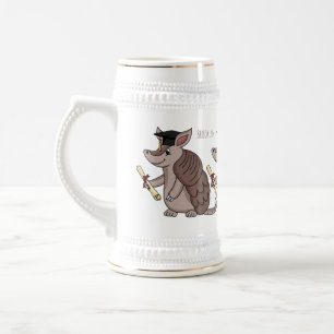 Cute armadillo met cartoon met degressieve dop bierpul