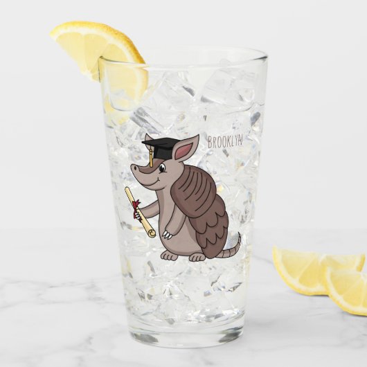 Cute armadillo met cartoon met degressieve dop glas (Voorkant ijs)
