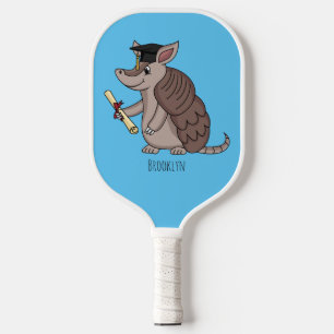 Cute armadillo met cartoon met degressieve dop pickleball paddle