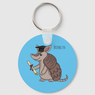 Cute armadillo met cartoon met degressieve dop sleutelhanger