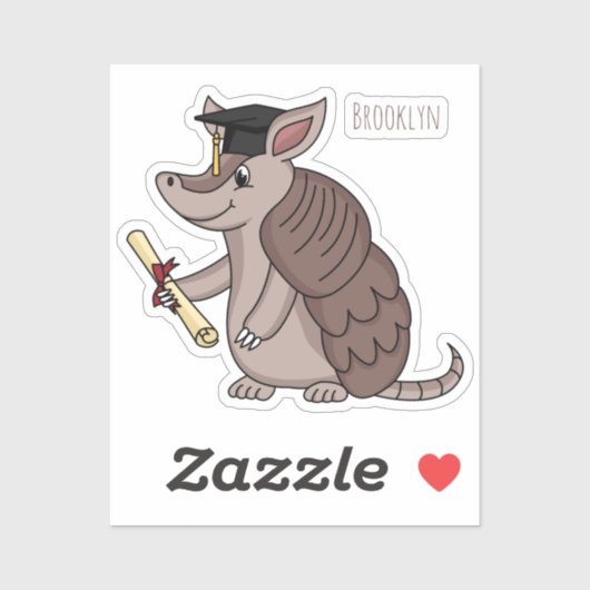 Cute armadillo met cartoon met degressieve dop sticker (Vel)