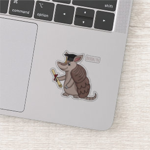 Cute armadillo met cartoon met degressieve dop sticker