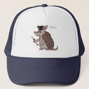Cute armadillo met cartoon met degressieve dop trucker pet