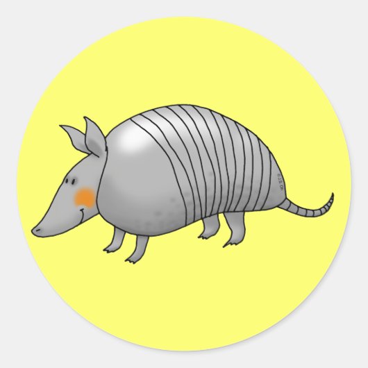Cute armadillo ronde sticker (Voorkant)