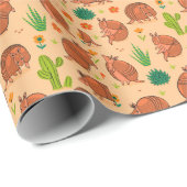 Cute Armadillos Desert Cactus Pattern Cadeaupapier (Rol Hoek)