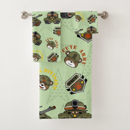 Cute Army Beer Pattern Bad Handdoek (Insitu)