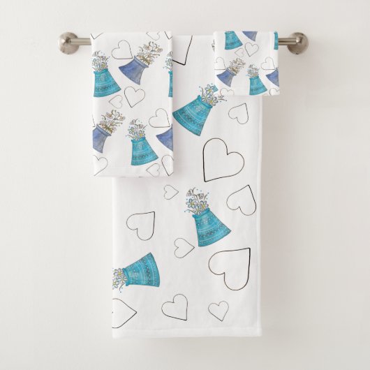 Cute Art Floral Bleu Moderne (En situation)