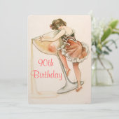 Cute, Art Vintage, 90e anniversaire Invitation (Debout devant)