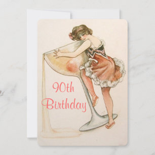 Cute, Art Vintage, 90e anniversaire Invitation