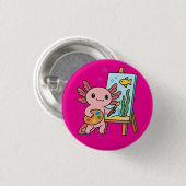 Cute Artist Axolotl painting Button  (Voorkant /achterkant)