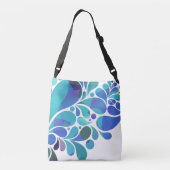 Cute Artsy Aqua Blue, Paarse Waterverf Pattern Crossbody Tas (Achterkant)