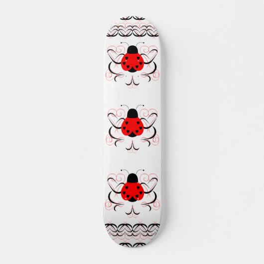 Cute Artsy Heart Ladybug Skateboard Deck (Devant)
