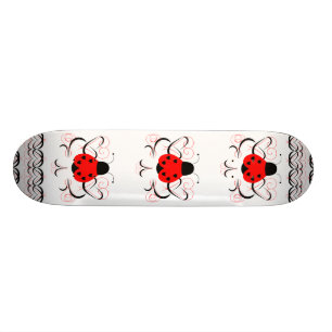 Cute Artsy Heart Ladybug Skateboard Deck