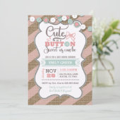 Cute As A Bouton Baby shower Invitation Mint Rose (Debout devant)