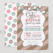Cute As A Bouton Baby shower Invitation Mint Rose (Devant / Derrière)